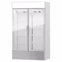 Commercial Beverage Display Fridge with Illuminated Canopy - 1200mm - 1048 Litres - with 2 hinged glass doors - LED lighting - Temperature range 1 to 10 °C