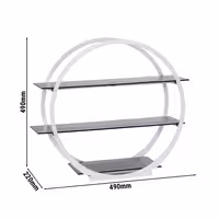 Etagere / Buffet Stand - Stainless steel frame & white plexiglass shelves - White - round - Ø490mm - with 3 shelves