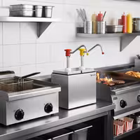 Commercial Condiment Dispenser - 2x 2.5 litres - adjustable dose - with container - incl. stainless steel frame