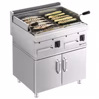 Lávaköves gázgrill - 14 kW - Billenthető grillrács - Szabadon álló kivitel - 700 mm mély