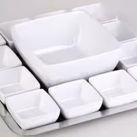 (6 adet) Ramekin (Sos Kasesi) - PURE - Melamin - 50ml - köşeli - 65x65mm - Beyaz