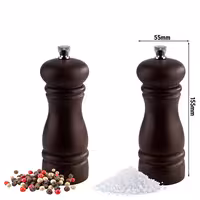 (6 Stück) Salz- & Pfeffermühlen - ETERNAL - Holz - Höhe: 155mm - Braun