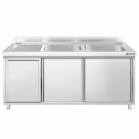 PREMIUM umivaonik – 1600 x 600 mm – s košem za smeće i dvije zdjele s desne strane