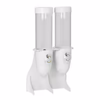 Commercial Cereal Dispenser - double - Ø115mm - Rotary Dispense - 2 Plastic Containers - Stainless Steel Stand