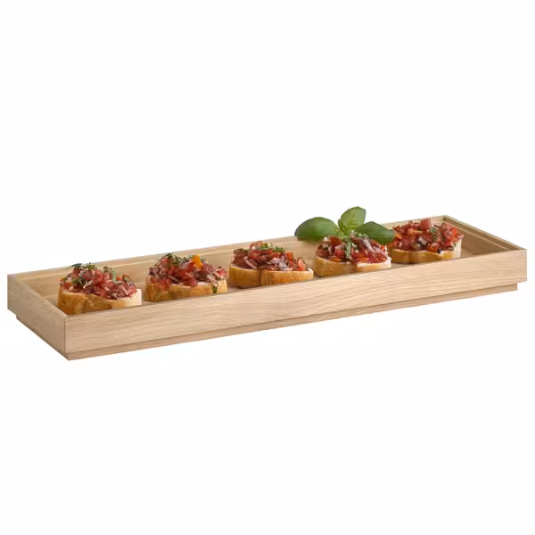Ahşap Sunum Kutusu - VALO - köşeli - 530x162x45mm - GN 2/4 ile uyumlu - Ahşap (Meşe, yağlı) - Kahverengi