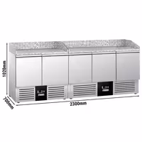 Pizzakylbänk PREMIUM - 2300x700 mm - 5 dörrar