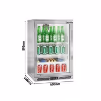 Commercial Back Bar Cooler - 600mm - 130L - with 1 glass hinged door - Stainless steel