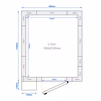 Inox zamrzivačka komora - 1800x2100 mm - 5,13 m³ - uklj. zamrzivački agregat i PVC lamele - -20/-10 °C