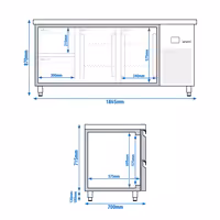 Commercial Counter Fridge PREMIUM - 1865x700mm - with 2 doors / 2 drawers - capacity 474 litres