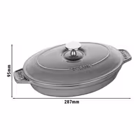STAUB | Oval Cast Iron Casserole with Lid – 230 mm - Graphite Grey - Grill Compatible