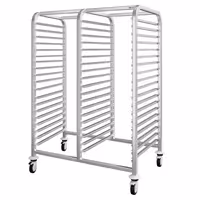 Inox s vodilicama kolica za pekarske plehove - za 30 plehova 600x400 mm - kotači Ø 125 mm (2 s kočnicom)