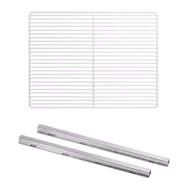 (2 szt.) Prowadnica półki - z plastyfikowanym rusztem - EN 600x400 - 1050x410mm - Długość: 650mm - kompatybilny z BGI, BKGI, BKI, BTGI, BZI, POI (głębokość 800mm)