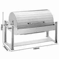 Električna grijana posuda - GN 1/1 - s roll-top poklopcem - krom (chafing dish)