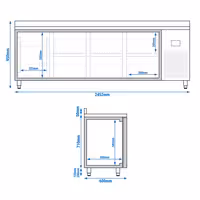 Aukstuma galds PREMIUM PLUS - 2452x600 mm - 510 l - ar 1 durvīm - ar 6 atvilktnēm - Ar apmali