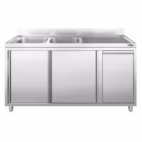 Ormarić sa sudoperom - 2000x600 mm - Sa kantom za otpatke & 2 sudopera na lijevoj strani