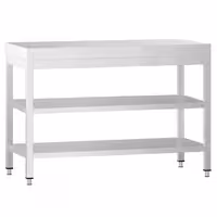 Rozsdamentes acél munkaasztal PREMIUM - 1000x700 mm - alsó polccal & köztes polccal