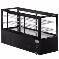 Kyldisk MADRID - självbetjäning - 710 l - 2 000 mm - dubbelglas - glas runtom - med 2 hyllplan - inkl. nattgardin - svart matt - för SE