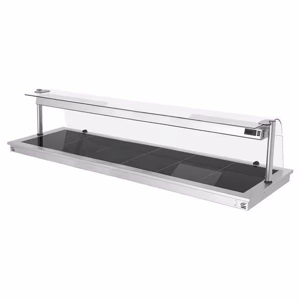 Inbyggd värmeplatta i rostfritt stål - 2110 mm - 6x GN 1/1 - 2,7 kW - drop-in - med hygienskydd i glas