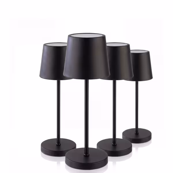 (4 adet) Şarj Edilebilir Masa Lambası - MERLE MICRO MICRO - 3 kademeli kısılabilir - Ø80x200mm - Siyah