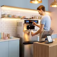 Commercial Soft Serve Ice Cream Machine - 36L/h - 3.8kW - for 3 flavours (twin twist) - Freestanding unit - Pre-Cooling - Self-Cleaning