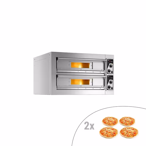 Electric Deck Pizza Oven - Twin Deck - Refractory Stone Deck - 4+4 x Ø 33cm (13") - Mechanical Controls - up to 400°C