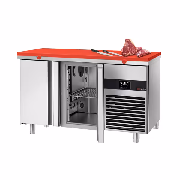 Sügavkülmlett PREMIUM - 1400x700 mm - 281 l - ventileeritud jahutus - Värv punane - koos 2 uksega