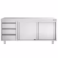 خزانة قاعدية ستانلس ستيل KOPENHAGEN PREMIUM - 2000x700mm - أبواب منزلقة وحدة أدراج 3 يسار