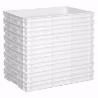 (8 tlg) Spremnik za tijesto za pizzu-set - EN 600x400 - Visina: 70 mm - polipropilen - bijela