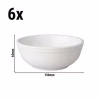 (6 adet) Tatlı / Salata Kasesi - Porselen - Budgetline - 400ml - köşeli - 150x150mm - Beyaz