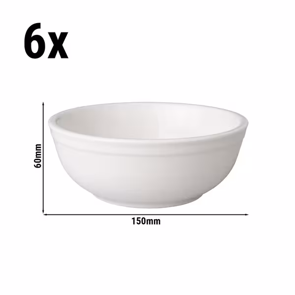(6 adet) Tatlı / Salata Kasesi - Porselen - Budgetline - 400ml - köşeli - 150x150mm - Beyaz