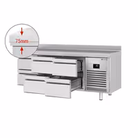 Commercial Counter Fridge PREMIUM PLUS - 1960x700mm - with 6 drawers (1/2 GN) - with upstand - capacity 465 litres