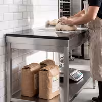 Commercial Stainless Steel Centre Table PREMIUM - 1800x800mm - with Undershelf - with Cross Bracing - with Granite Worktop