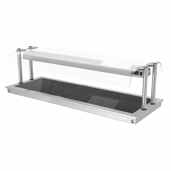 Inbyggd Värmeplatta i rostfritt stål - 1785 mm - 5x GN 1/1 - 2,25 kW - drop-in - med hygienskydd i glas