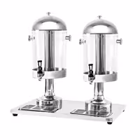 Commercial Juice Dispenser - 2x polycarbonate tanks with tap & ice inserts - 2x 7.5 Litres - Stainless steel - incl. drip tray & ice inserts