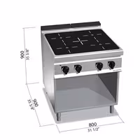 staklokeramički štednjak - Linija 900 - 800x900x965 mm - 16 kW - 4 ploče - samostojeći