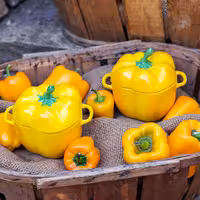 STAUB | CERAMIQUE - Kookpot - Paprikavorm - 0,45 liter - Keramiek - Geel