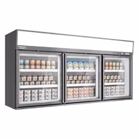 Zidni hladnjak za zamrzavanje u supermarketu – 2100 mm – 346 litara – s 3 vrata i 2 police – sivi