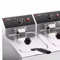 Električna friteza s dva korita - 8+8 L - 6,5 kW - s odvodnom slavinom - stolna