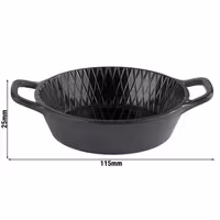 (60 adet) Kase - MINI - Melamin - 70ml - köşeli - taşıma kulplu - 115x85mm - Derinlik:25mm - Siyah