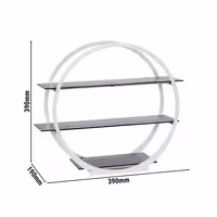 Etagere / Buffet Stand - round - Ø390mm - Stainless steel frame & white plexiglass shelves - White - with 3 shelves