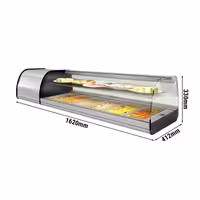 Tapas šaldoma vitrina PREMIUM PLUS - 1620x412 mm - 6x GN 1/3 - su stiklo gaubtu