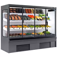 Commercial multideck display fridge - 2580mm - 1408L - with 4 hinged glass doors & 2 shelves - Anthracite