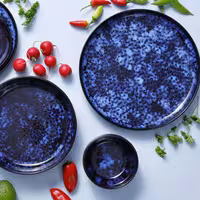 (6 adet) BAMA BLUE - Düz Tabak - Stoneware, Ø270mm, Mavi
