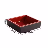 (6 adet) Kase - ASIA PLUS - Melamin - 50ml - köşeli - 75x75mm - Derinlik:30mm - Siyah/Kırmızı