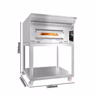 Commercial Gas Pizza Oven – 1-deck - 9x Ø34 cm - manual - hood + stand + castors