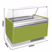Ice Cream Display Freezer | LIAM - 1310mm - with LED lighting - for 10 x 5 litres Napoli pans - Light Green - Static cooling