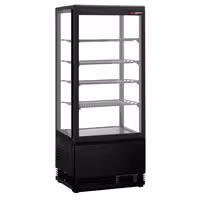 Countertop 4-Sided Glass Display Fridge - 98L - 428mm - Double glazing - square - with 4 shelves - 1 glass door - Black
