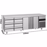 Commercial Counter Fridge PREMIUM - 2330x700mm - with 2 doors - 6 drawers - capacity 632 litres