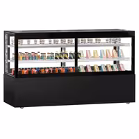 Kyldisk MADRID - självbetjäning - 710 l - 2 000 mm - dubbelglas - glas runtom - med 2 hyllplan - inkl. nattgardin - svart matt - för SE