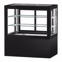 Commercial cake display fridge - 570L - 1210mm - Double glazing - with 2 shelves - rear sliding glass door - Black